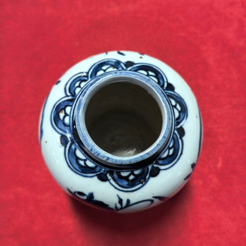 明晚期 青花花草纹罐 - 图7