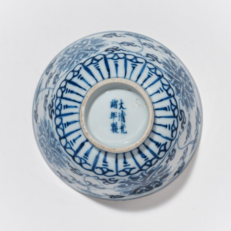 清光绪 青花缠枝莲纹三才盖碗 - 图7