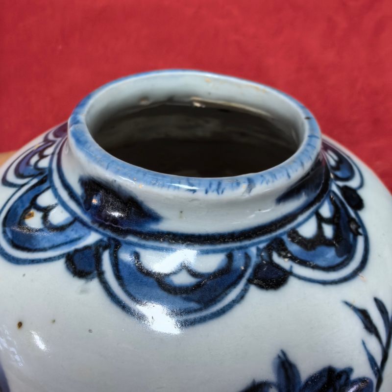 明晚期 青花花草纹罐 - 图8