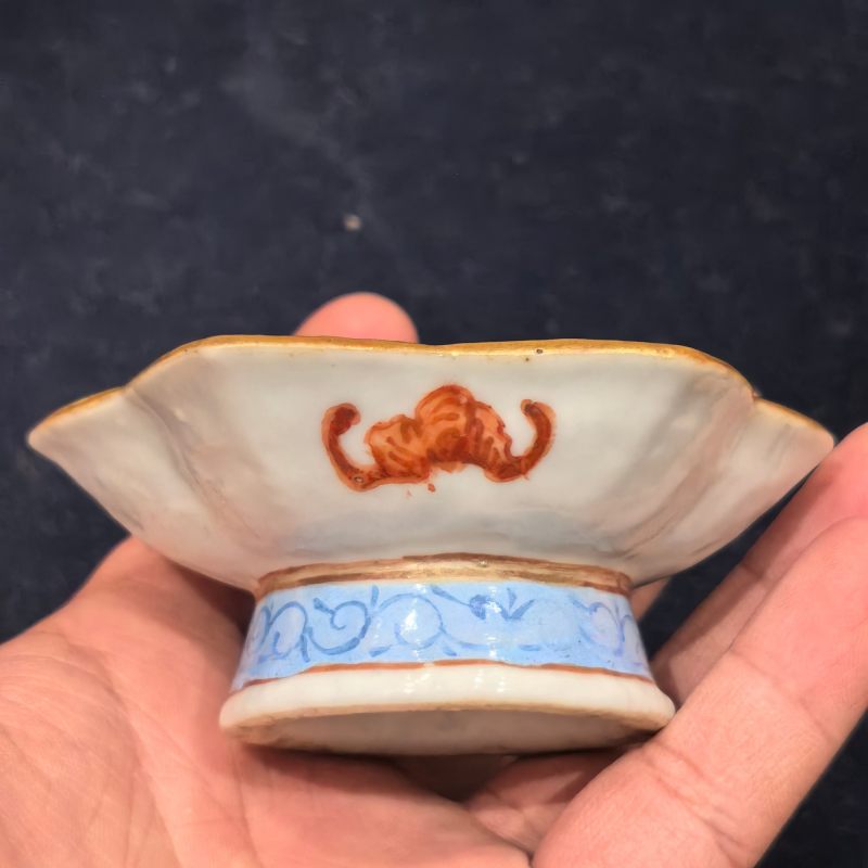 清同治 粉彩花卉纹高约足盘 - 图6