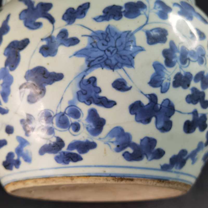 清早期 青花缠枝花卉纹粥罐 - 图11