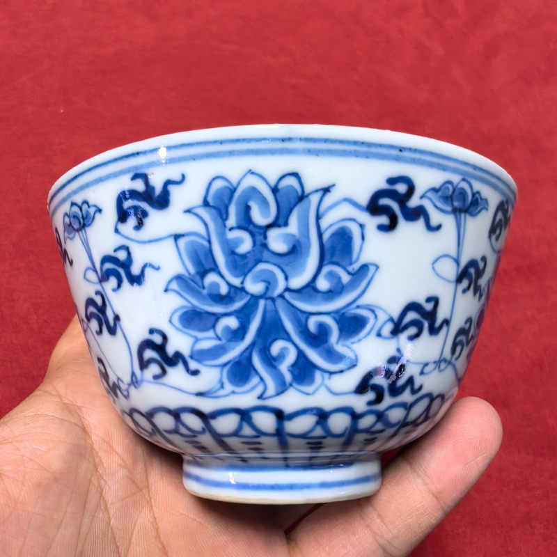 清光绪 青花缠枝莲纹三才盖碗 - 图13