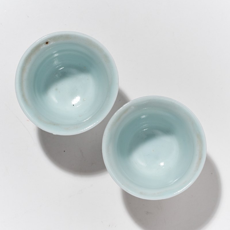 明晚期 青花青蛙杯两只 - 图4