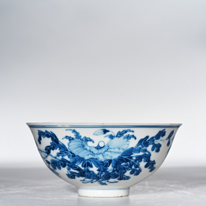 清光绪 青花花卉纹碗 - 图1