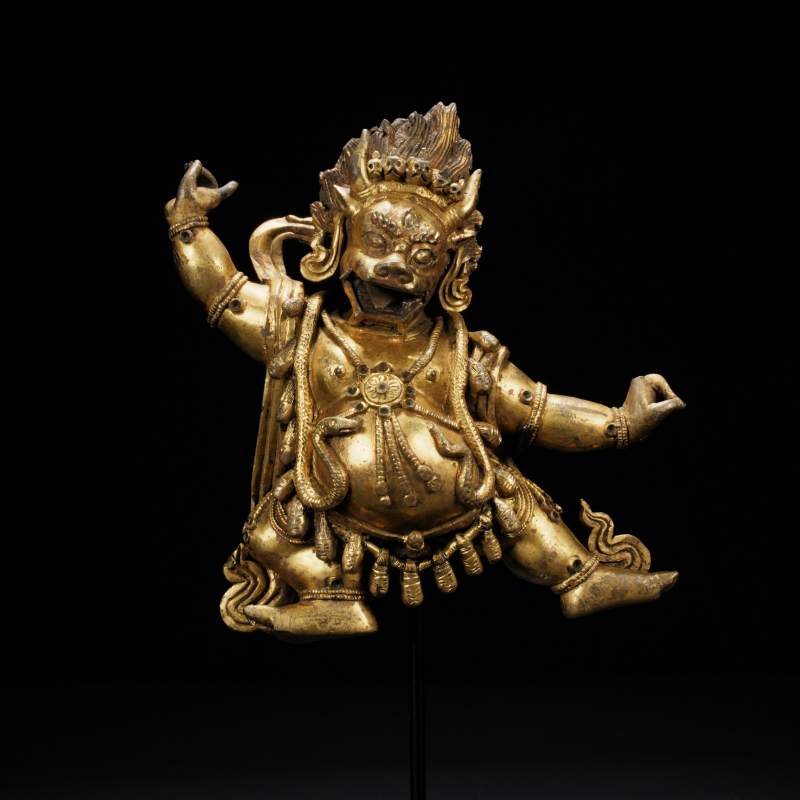 清乾隆 铜鎏金阎魔敌 - 图2