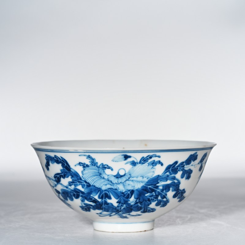 清光绪 青花花卉纹碗 - 图2