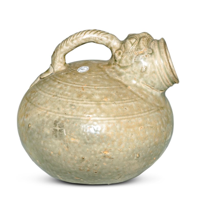 晉 越窰青釉瑞獸虎子 - 图1