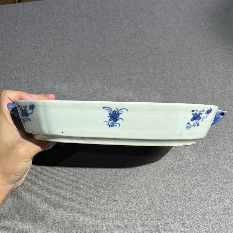 清乾隆青花山水温盘 - 图7