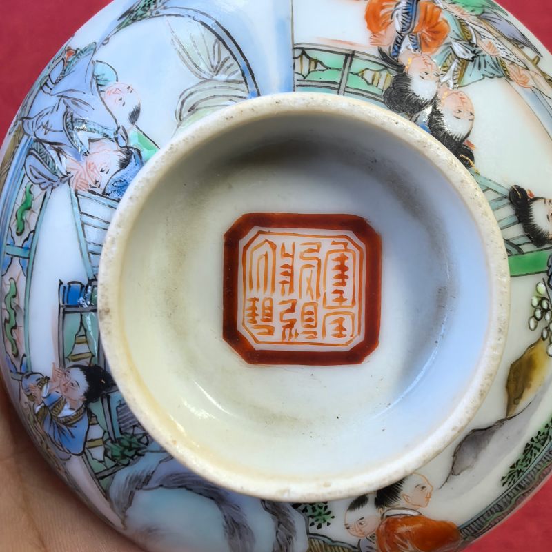 清晚期 广彩人物故事盖碗 - 图12
