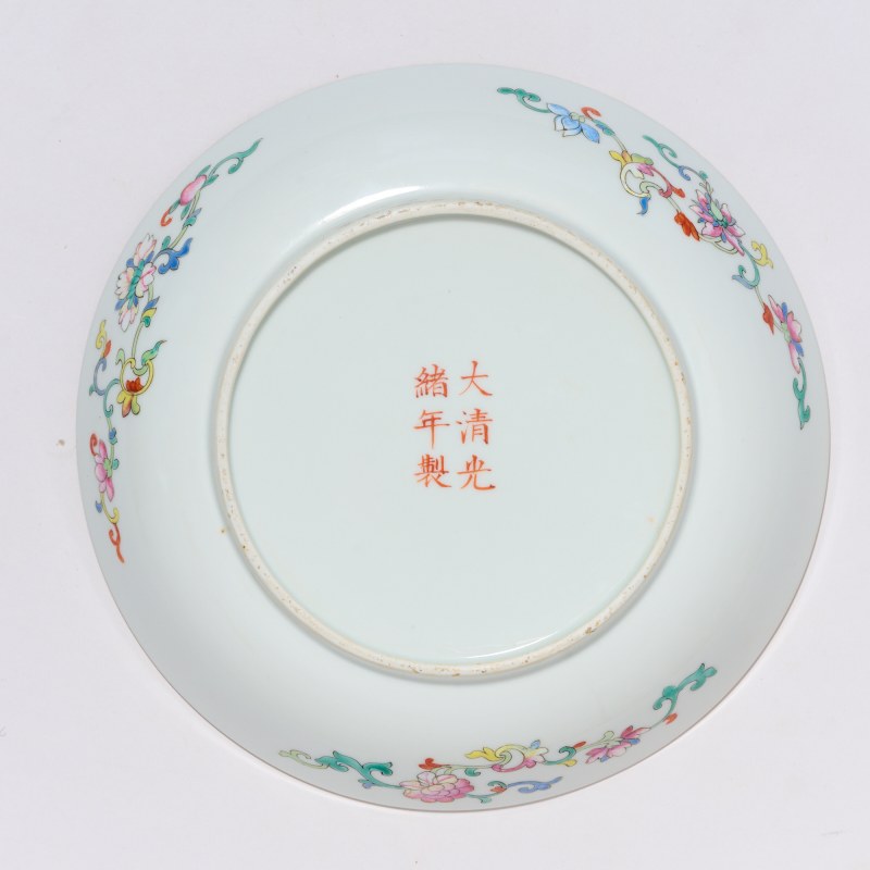 清光绪 粉彩龙凤纹盘 - 图2