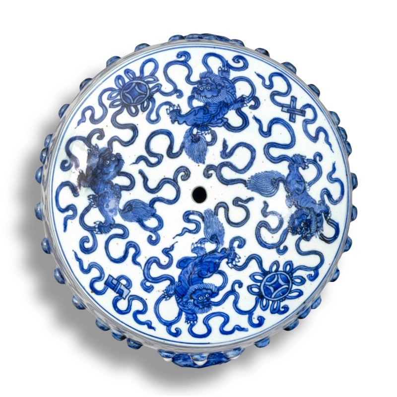 明嘉靖 青花龍紋獸首坐墩 - 图5