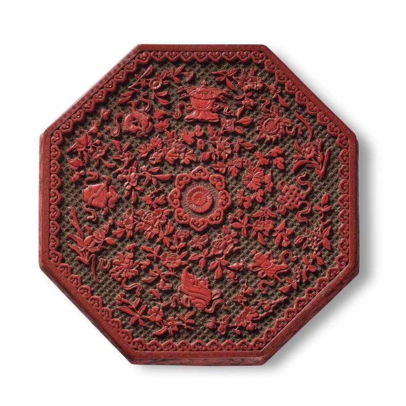 明末 剔紅八吉祥紋填漆八方几 - 图5