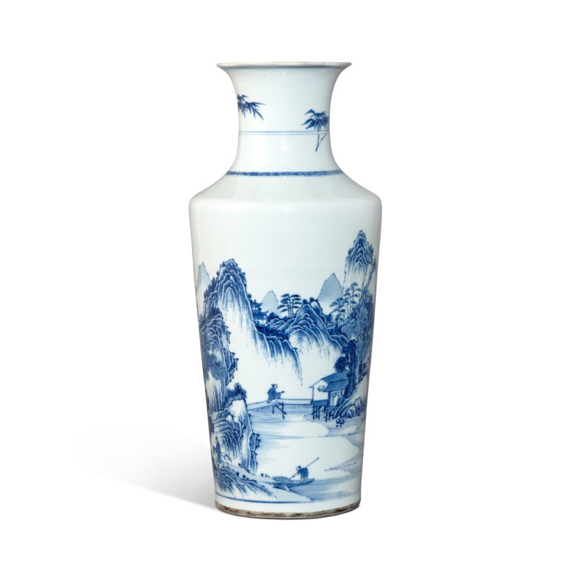 清康熙末 / 雍正初 青花山水高士圖瓶 - 图2
