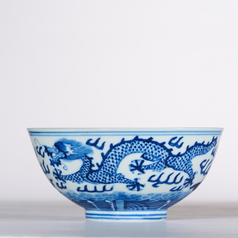清光绪 青花龙纹碗 - 图1