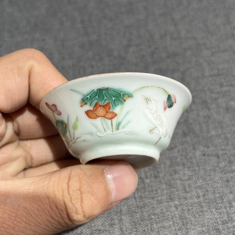 清中期粉彩茶圆一对 - 图11