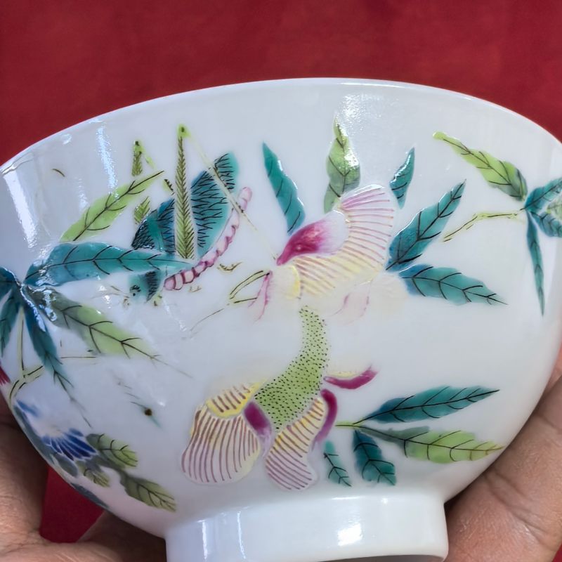 清晚期 粉彩花卉纹碗 - 图8