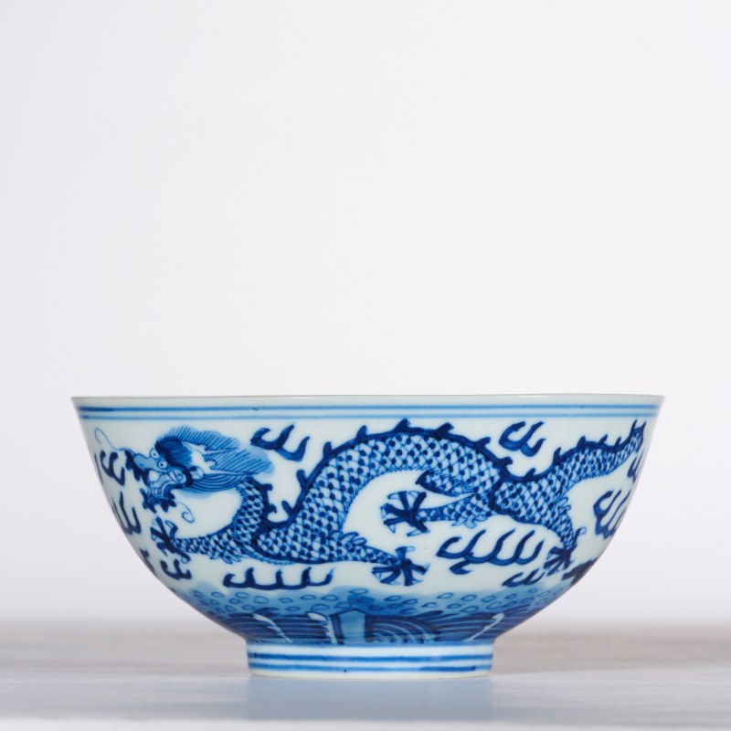 清光绪 青花龙纹碗 - 图2
