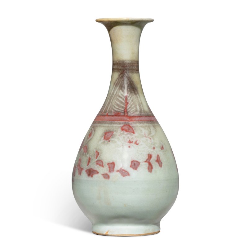 元 釉裏紅菊花紋玉壺春瓶 - 图3