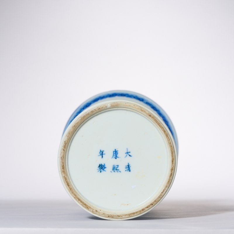 清晚期 青花教子图花觚 - 图4
