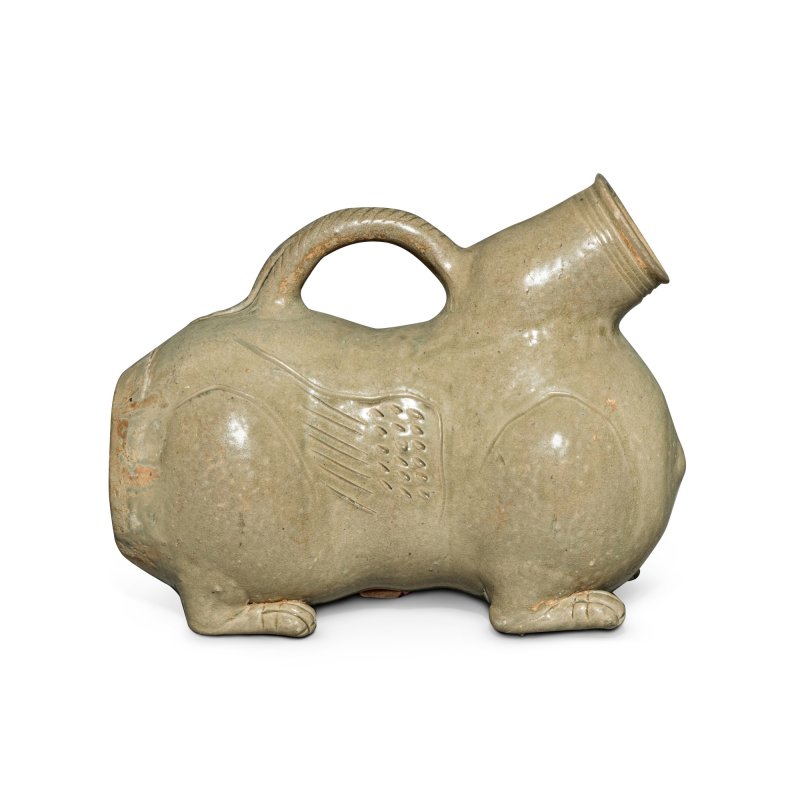 晉 越窰青釉瑞獸虎子 - 图1