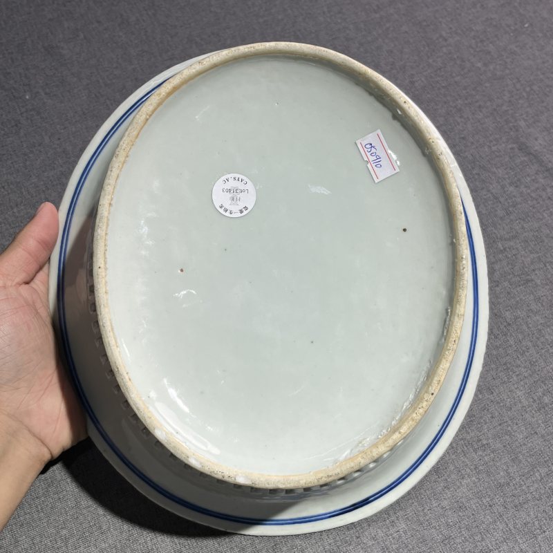 清乾隆青花山水果蓝 - 图8
