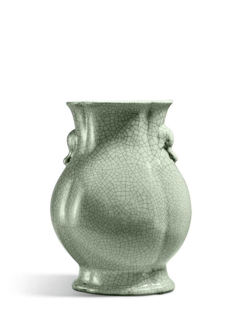 清乾隆 仿哥釉象耳海棠式尊 《大清乾隆年製》款 - 图1