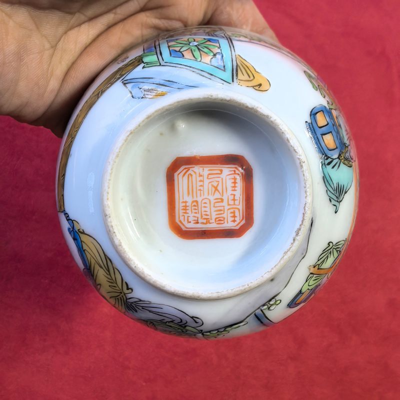 清晚期 广彩人物故事盖碗 - 图10