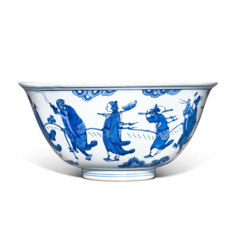 明萬曆 青花八仙祝壽圖盌 《萬曆年製玉堂佳器》款 - 图3