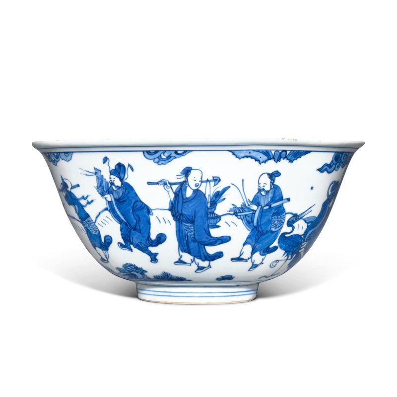 明萬曆 青花八仙祝壽圖盌 《萬曆年製玉堂佳器》款 - 图4
