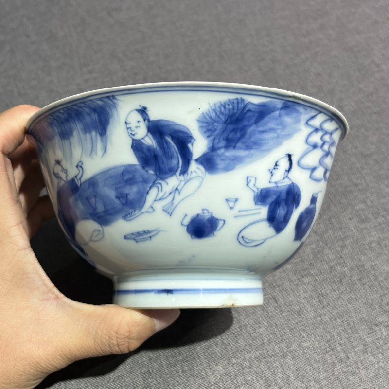 清康熙青花人物故事碗 - 图4