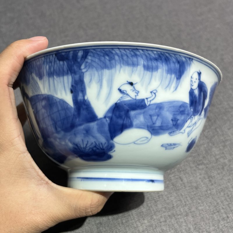 清康熙青花人物故事碗 - 图5