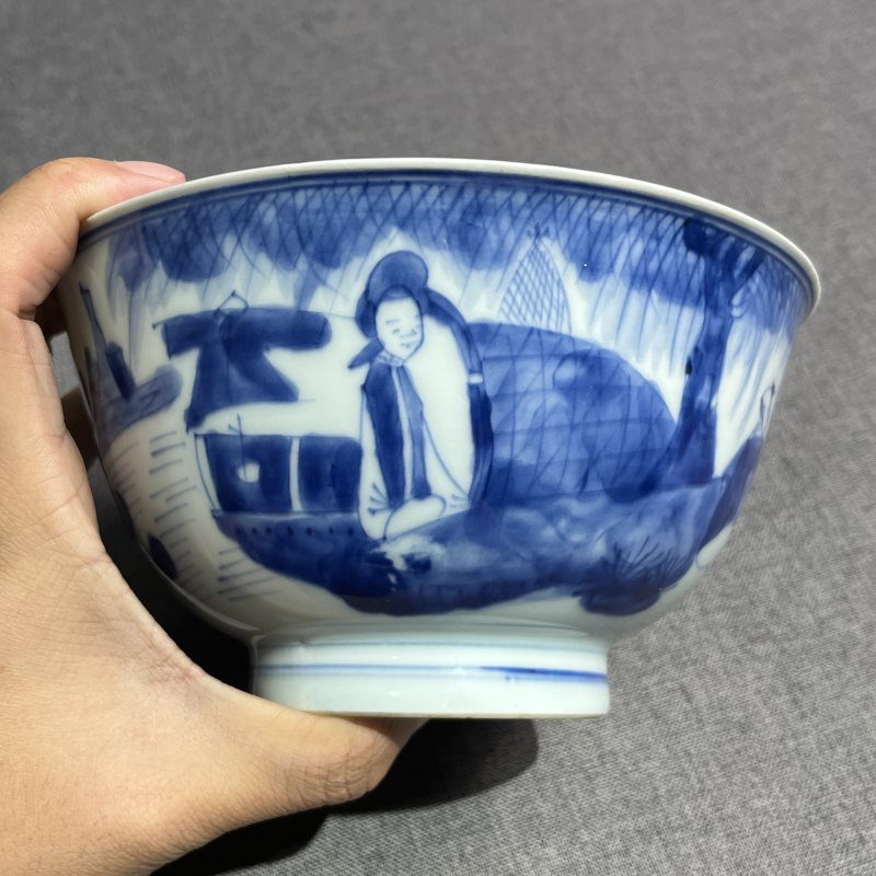 清康熙青花人物故事碗 - 图6