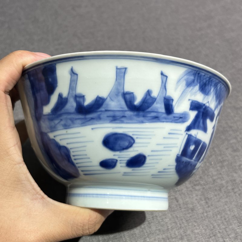 清康熙青花人物故事碗 - 图7