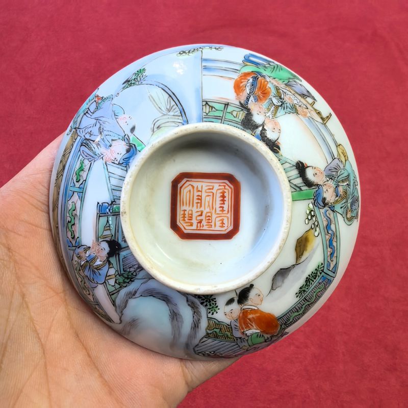 清晚期 广彩人物故事盖碗 - 图11