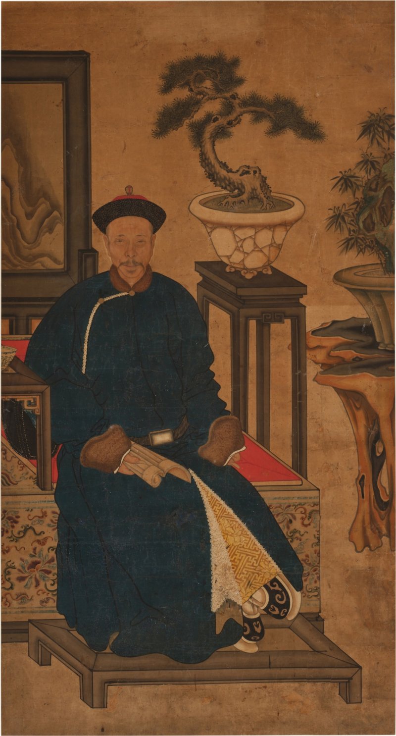 清十八世紀 康熙第十子敦郡王允䄉像 設色紙本 鏡框 - 图1
