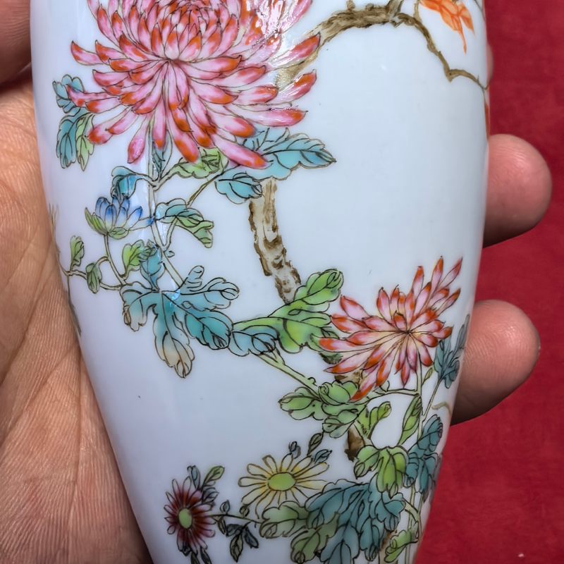 民国 粉彩花鸟纹瓶 - 图8