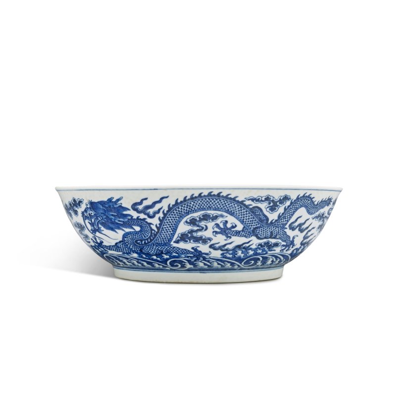 清光緒 青花龍紋大盌 《大清光緒年製》款