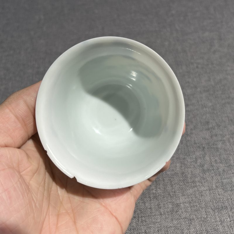 清光绪青花花卉诗文杯 - 图8