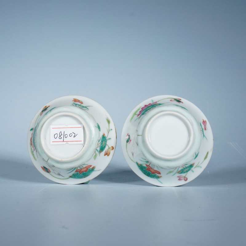 清中期粉彩茶圆一对 - 图3