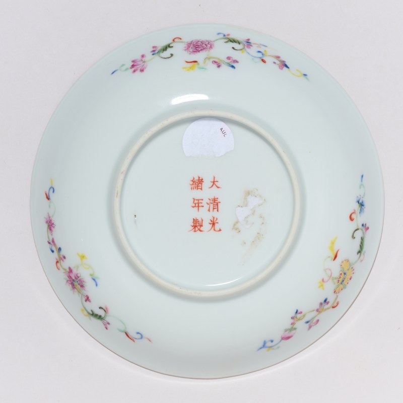 清晚期-民国 粉彩八吉祥纹盘 - 图3