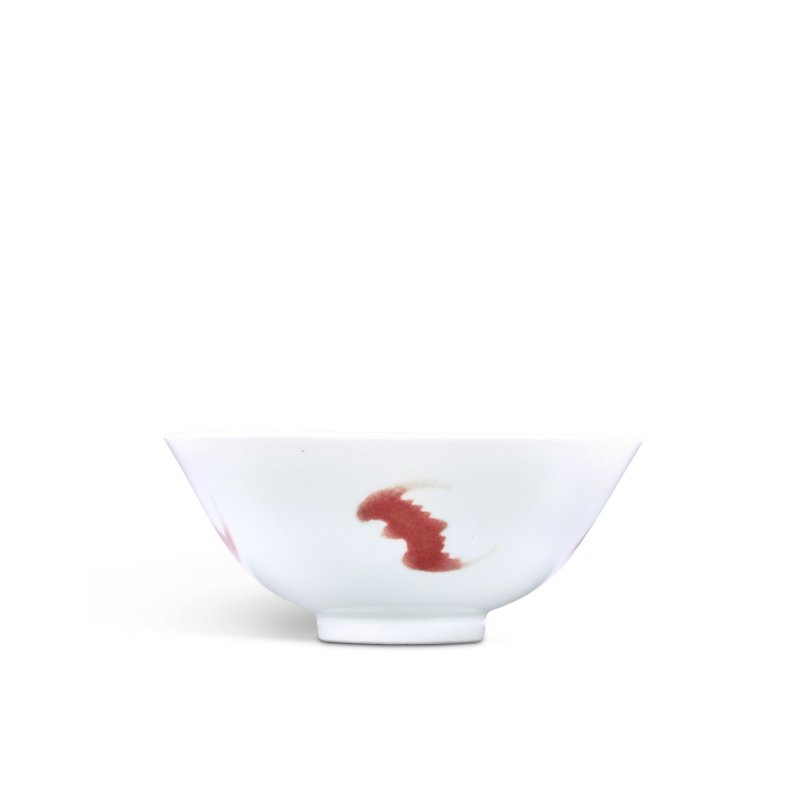 清雍正 釉裏紅五蝠紋盌 《大清雍正年製》款 - 图3