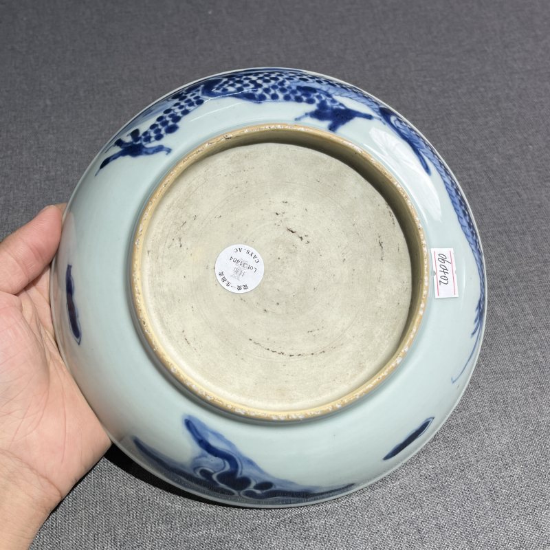 清雍正青花过墙龙纹盘 - 图8