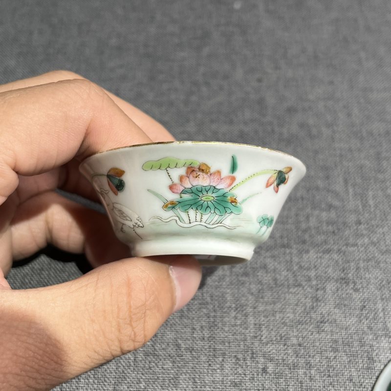 清中期粉彩茶圆一对 - 图6