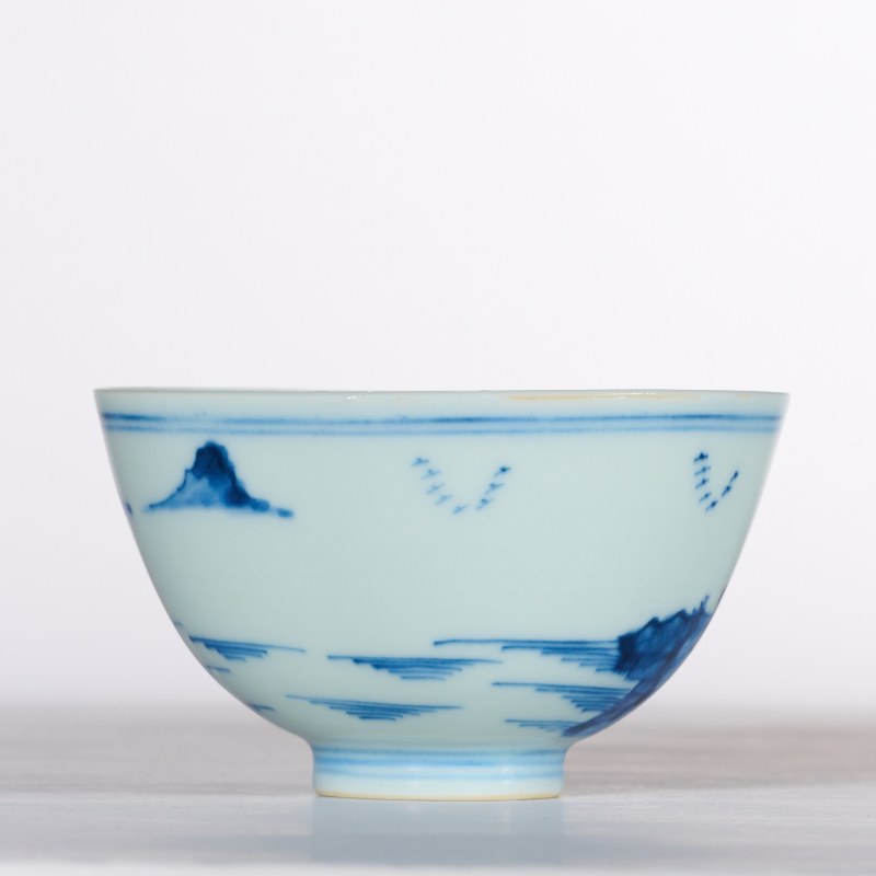 清康熙 青花山水人物纹茶园 - 图3