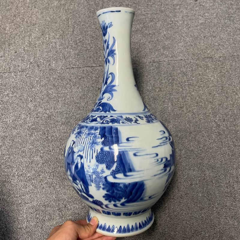 明崇祯 青花竹林七贤赏瓶 - 图7