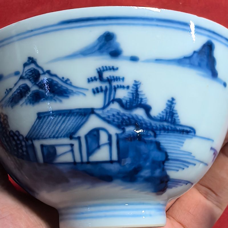 清康熙 青花山水人物纹茶园 - 图10