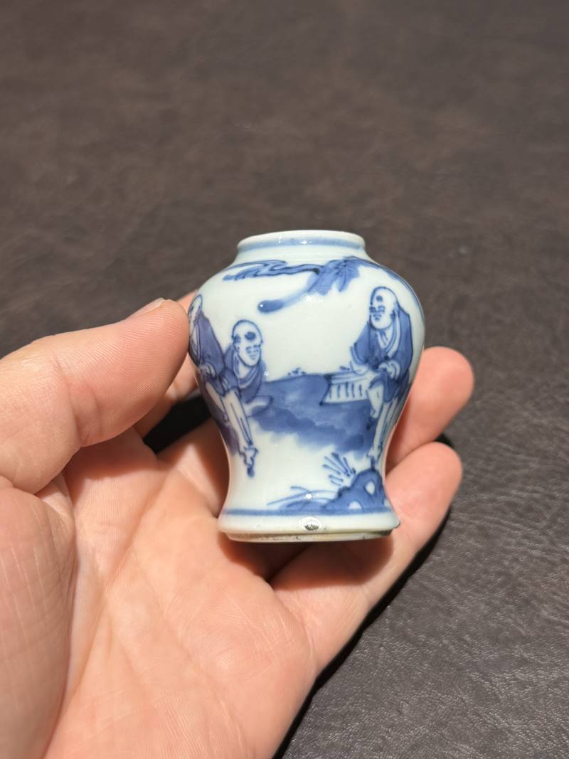 清中期 青花婴戏图将军罐 - 图8