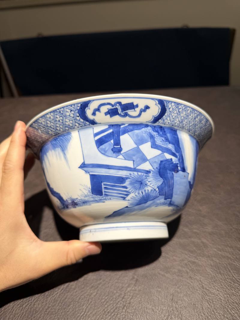 清康熙 青花人物图大碗 - 图5