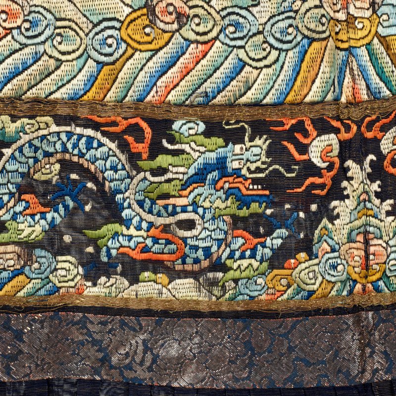 十九世紀 石青地納紗繡雲蝠龍紋朝袍 | A MIDNIGHT-BLUE EMBROIDERED GAUZE COURT ROBE, CHAO PAO - 图12