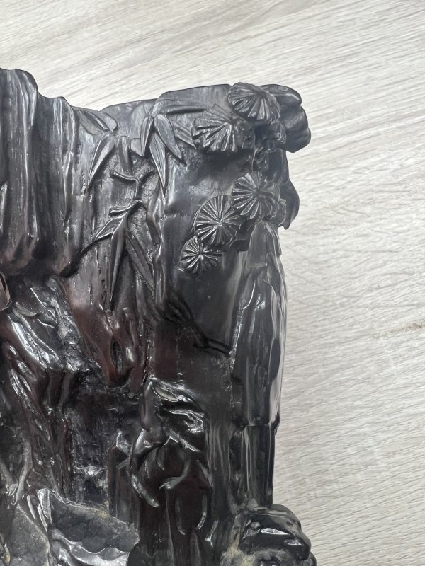 清 紫檀隨形筆筒 - 图9